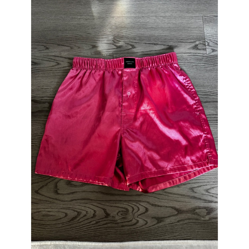 American Eagle Hot Pink Satin Boxer Sleep Shorts Small S/P 29-31 Lounge Wear